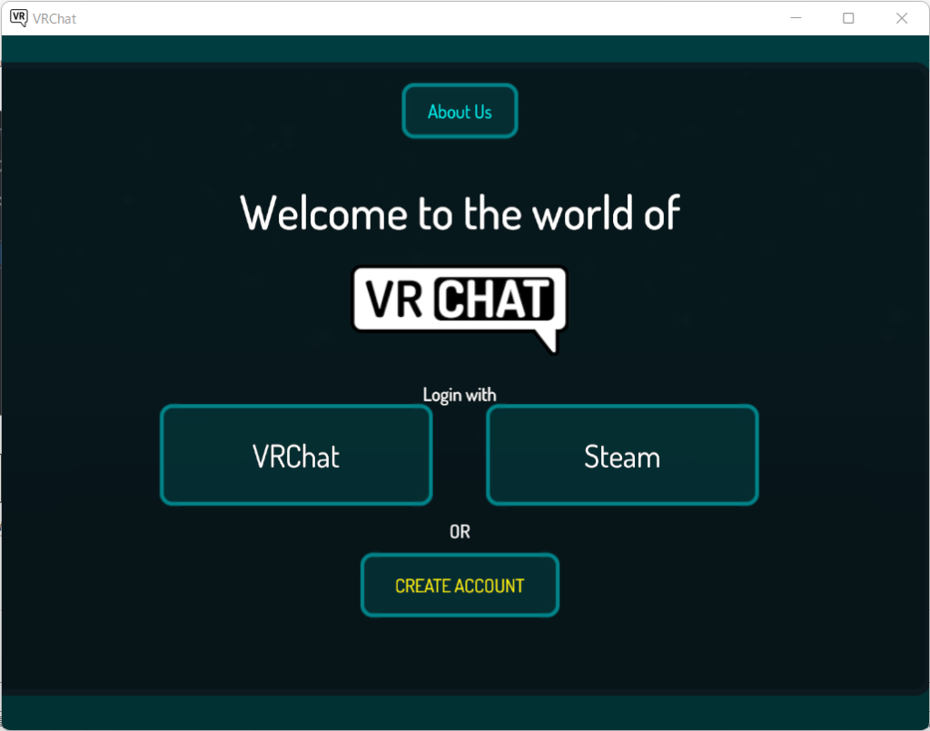 VRChatのログイン画面